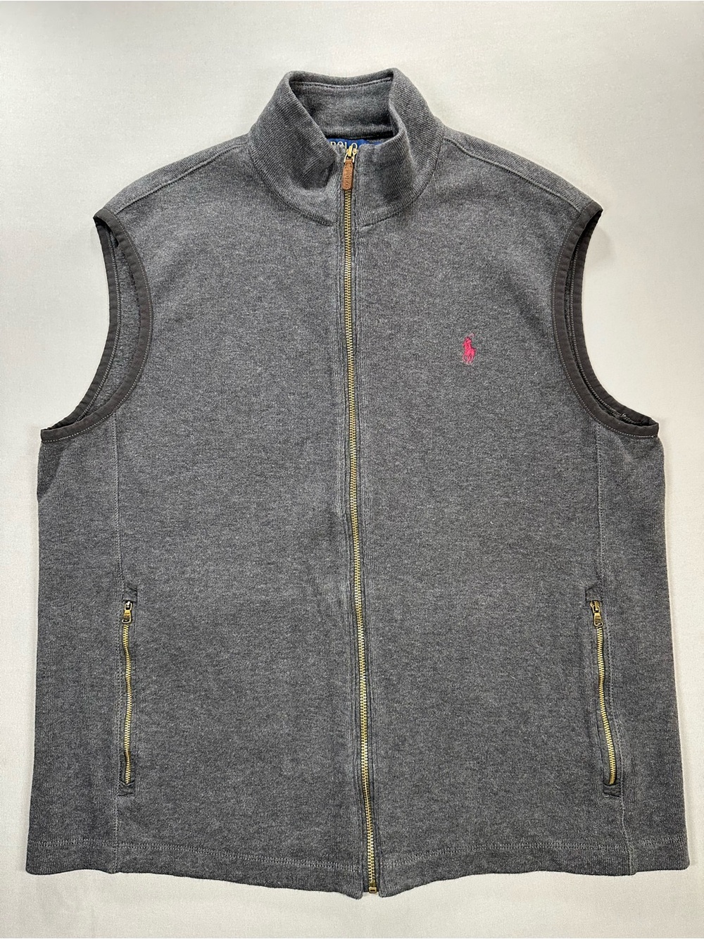 Polo Ralph Lauren Full-Zip 100% Cotton Sweater Vest, Gray - Mens XL